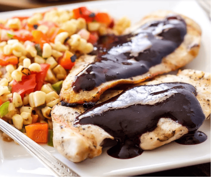 Grilled Chicken with Blueberry Barbecue Sauce and Corn Salsa
